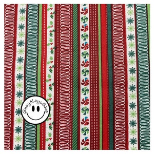 Christmas Candy Stripe Fabric: Holiday Peppermint & Holly Cotton, JoAnn