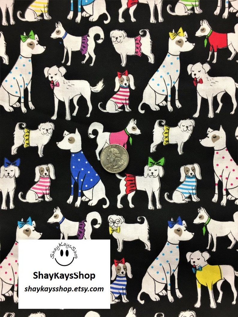 Dog Novelty Fabric Brother Sister Design Studio Black White | Etsy