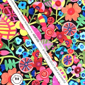 Precut 1/4 Quarter Yard Floral Fabric, Bold and Colorful Michael Miller, Rainbows & Sunshine Black, 100% Cotton Fabric, Sew Quilt Crafts image 10