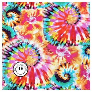 Fun Colorful Novelty Tie Dye Fabric, Multi Color Swirl Rainbow Marbled Fabric, By the Yard, 100% Cotton, Sew Quilt Crafts, Brother Sister