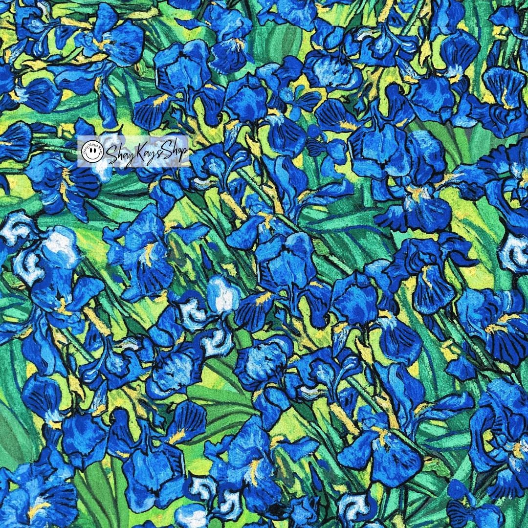 Precut 1/2 Half Yard Wild Iris Floral Flower Fabric, Timeless Treasures ...