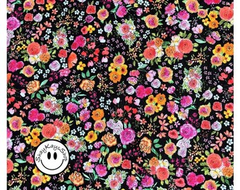 Precut 1/4 Quarter Yard Floral Fabric, Multi Color Blooms Flowers, Timeless Treasures Sewing Small Florals, 100% Cotton Quilt Fabric