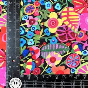 Precut 1/4 Quarter Yard Floral Fabric, Bold and Colorful Michael Miller, Rainbows & Sunshine Black, 100% Cotton Fabric, Sew Quilt Crafts image 5