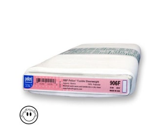 Pellon 906F Fusible Ultra Sheerweight White Interfacing, Sold By the Yard, 100% Polyester, 20" Width, Iron On, Ultra Lightweight