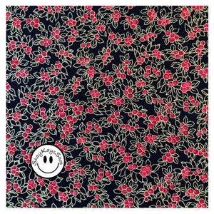 Precut 1/4 Quarter Yard Christmas Berry Fabric, Timeless Treasures Fabrics Christmas Joy Berry Sprays Black, Red Holly Berries, 100% Cotton