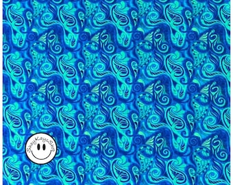 Paisley Blue Green Fabric, Quilting Treasures Ambiance Dan Morris 1649-28612-B, By the Yard, 100% Cotton Quilt Fabric, Sew Quilt Crafts