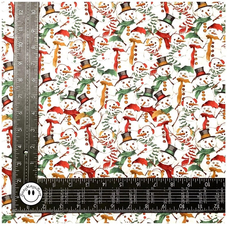 Precut 1/2 Half Yard Christmas Snowman Themed Holiday Snowmen Red Green