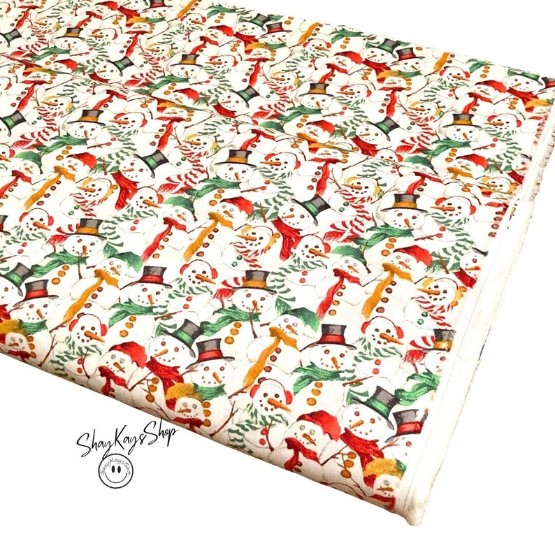 Precut 1/2 Half Yard Christmas Snowman Themed Holiday Snowmen Red Green