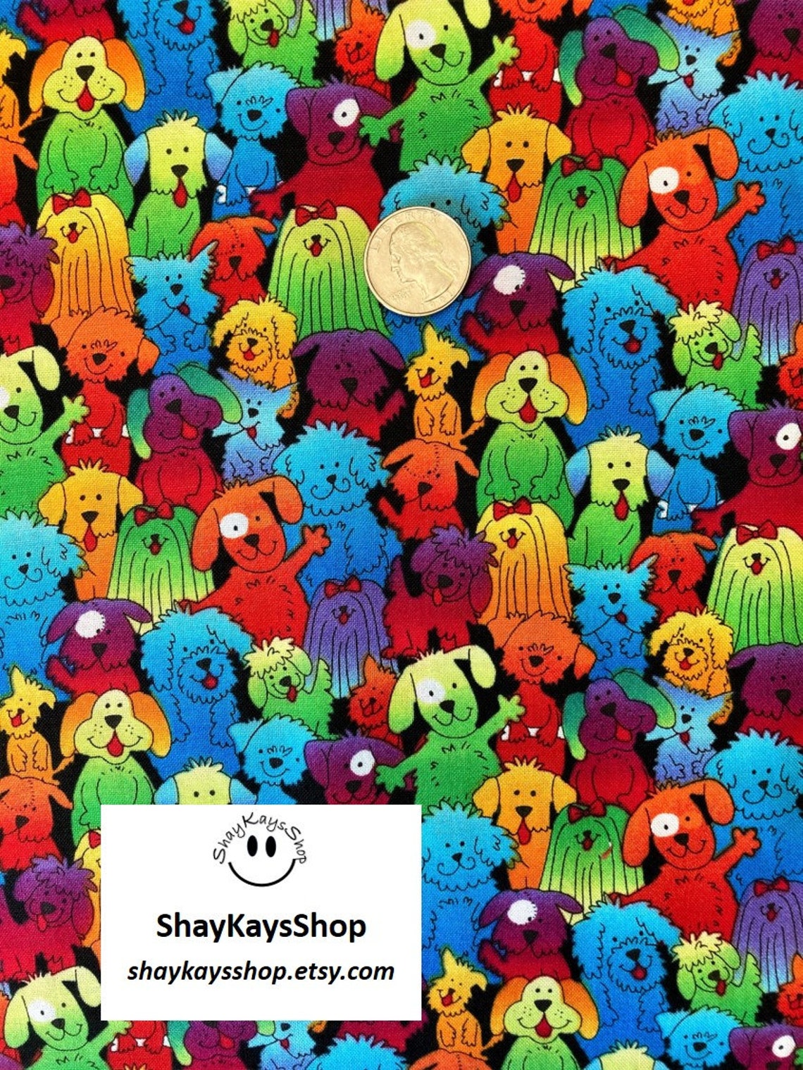 Dog Novelty Fabric Hi Fashion Fabrics Rainbow Dogs Tie Dye Etsy