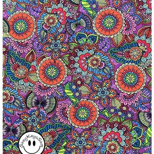 Colorful Purple Floral Flower Fabric, Shades Purple Red Blue, Brother Sister Design Studio, By the Yard, 100% Cotton, Sew Craft Quilting image 2