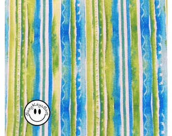 Precut 1/4 Quarter Yard Novelty Fabric Traditions Stripes Green & Blue, 100% Cotton Quilting Sewing Crafts