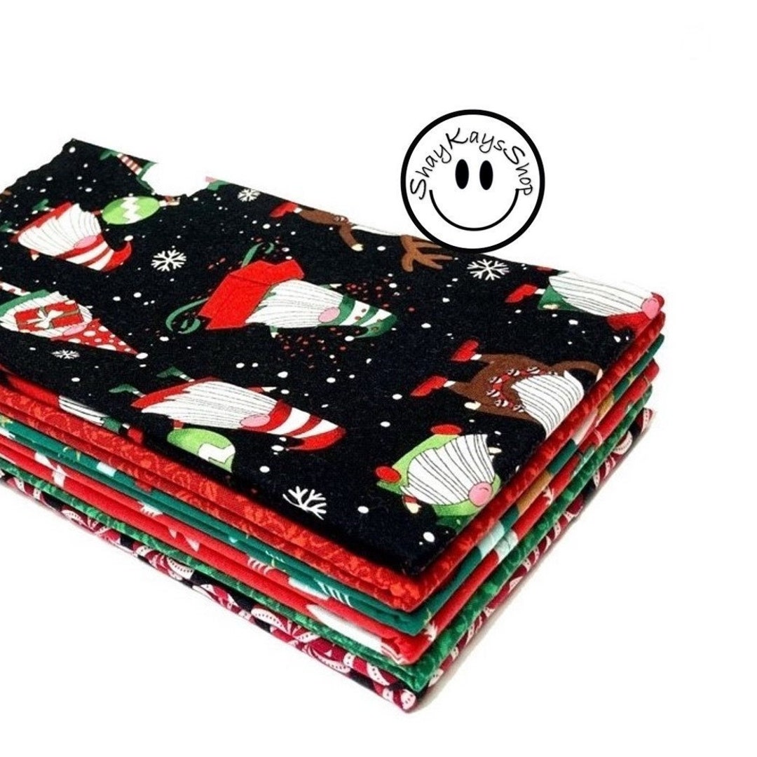 Precut Christmas Fabrics, Set of 6 1/2 Half Yard Holiday Theme Fabrics