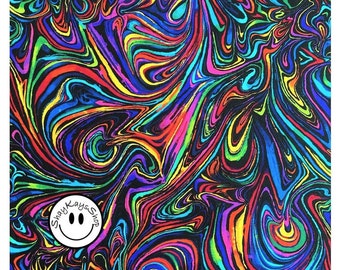 Rainbow Swirls Novelty Fabric, Timeless Treasures Glow by Chong-A Hwang, Sold By the Yard, 100% Cotton, Sewing Quilting & Fabric Crafts