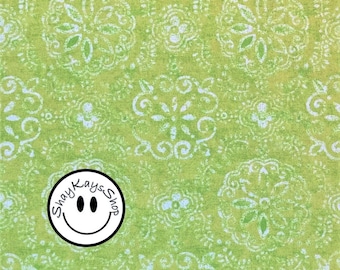 1/2 Half Yard Precut Fabric, Lime Apple Green Chartreuse Floral Moroccan Medallion Geometric Flower Fabric, 100% Cotton Fabric Remnants