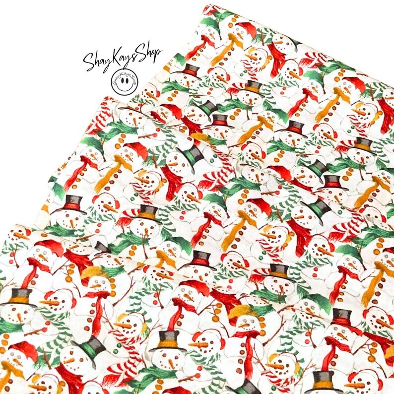 Precut 1/2 Half Yard Christmas Snowman Themed Holiday Snowmen Red Green