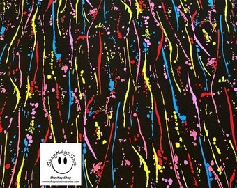 Rainbow Brights Fabric Traditions Splatters of Colors on Black Background 100/% Cotton