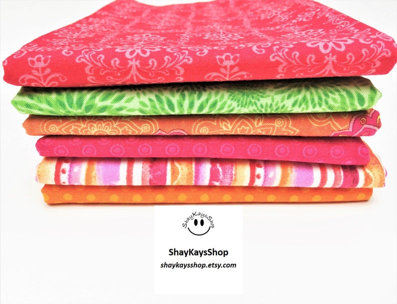Set of 6 Cotton Fabric Bundles Quilting Fabric Bundle Cotton Etsy