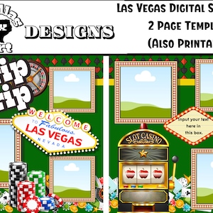 Pages préfabriquées pour scrapbooking numérique Las Vegas - Page de scrapbooking imprimable modèle de mise en page Double - Kit de pages de scrapbooking numérique pour jeux de hasard