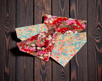 Japanese Patterned Dog Bandana: Reversible Seasonal Print, Over the Collar