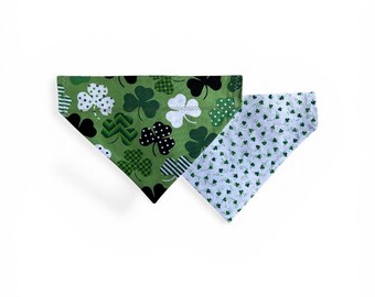 St Patrick’s Day Dog Bandana: Reversible Seasonal Print, Over the Collar