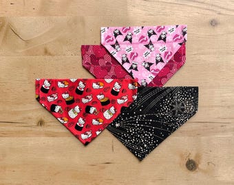 Reversible Kitty Dog Bandana: Seasonal Print, Over Collar Pet Accessory
