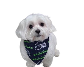 Seattle Seahawks Dog Bandana: Reversible Sports Print, Over the Collar