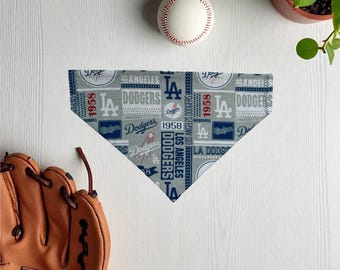 Baseball Print Dog Bandana: Reversible Sports Print, Over the Collar, Los Angles  Dodgers, Oakland Athletics