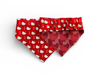 Reversible HKitty Valentine's Day Pet Bandana: Dog Collar Scrunchie