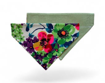 Spring Dog Bandana: Reversible Seasonal Print, Over the Collar