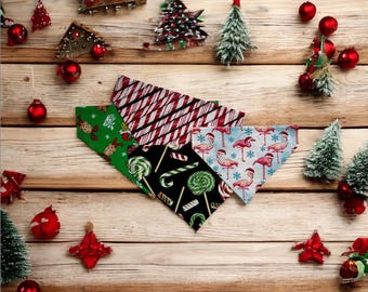Christmas Dog Bandana: Reversible Holiday Print, Over the Collar