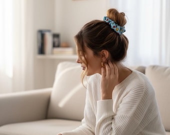 Detachable Bow Scrunchie: Printed Cotton Hair Tie