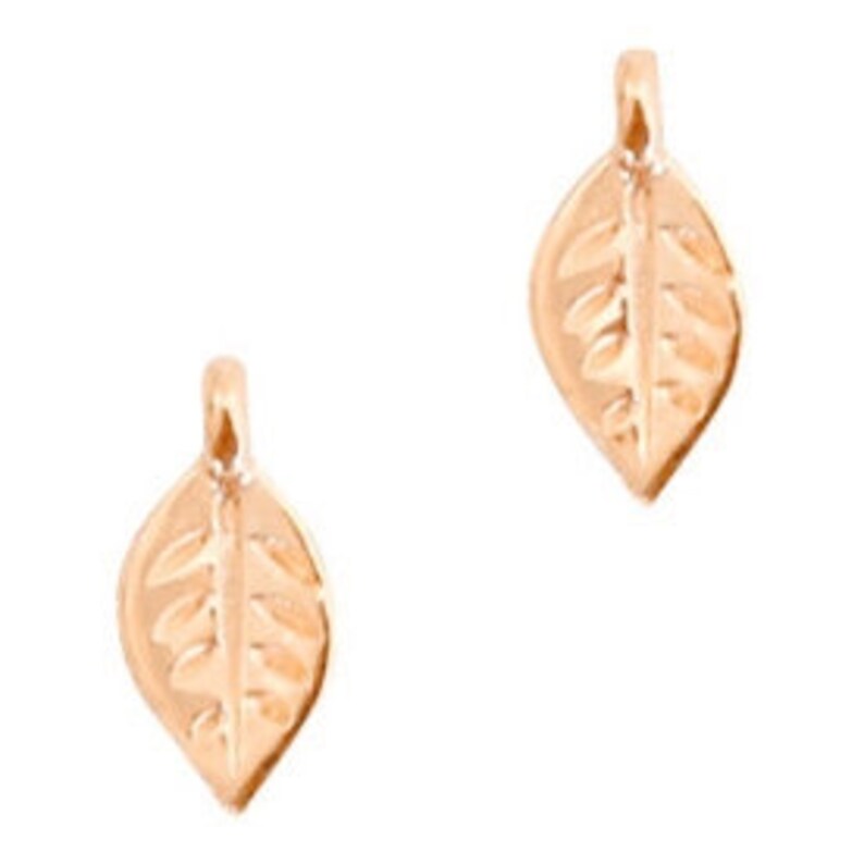3 metal pendant leaf rose gold colors 9.2 x 4.4 mm metal silver plated spacer symbol pendant