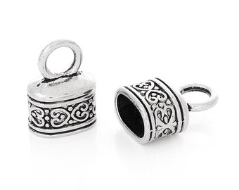 Endhülsen 2 Stück #U211 Endkappen für Lederband Silber Endhülsen 2 Stück #U211 Endkappen für Lederband Silber