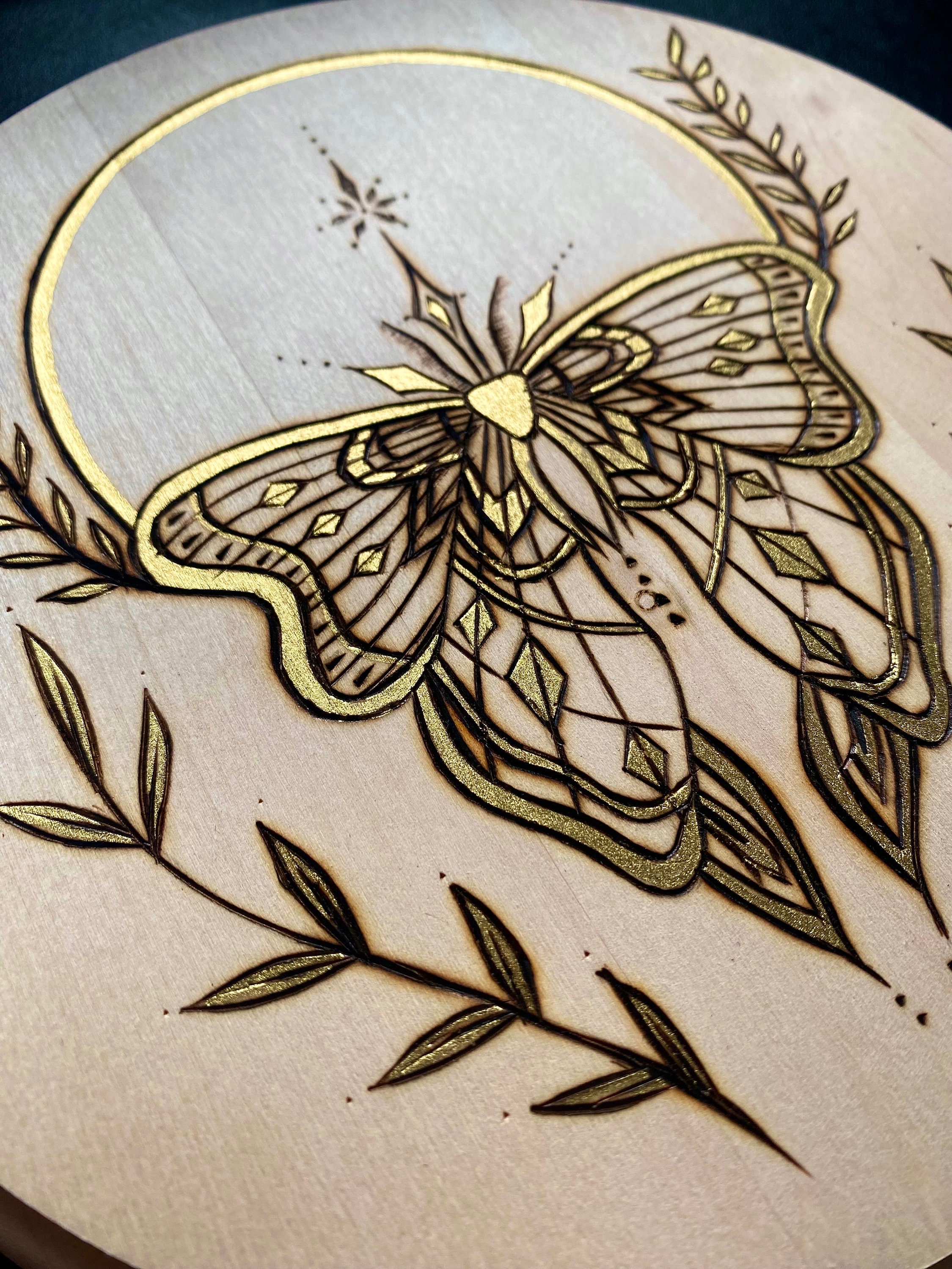 Moon Moth Pyrography Art Piece - Etsy