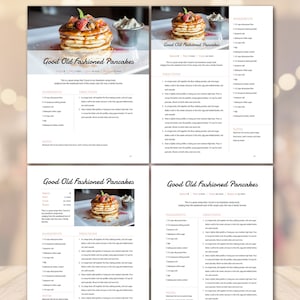 Plantilla de libro de recetas 4 diseños de diseño Frost, libro de cocina familiar, carpeta de recetas editable, estilo rústico clásico moderno personalizable
