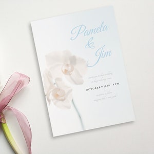 Paquete de conjunto de plantillas de tarjetas de invitación de boda de flores simples limpias, tamaños de 5x7 3.5x5 5x3.5 pulgadas, rústico personalizable imprimible editable