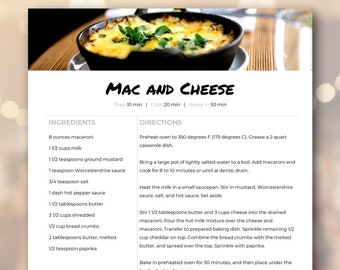 cookbook template etsy