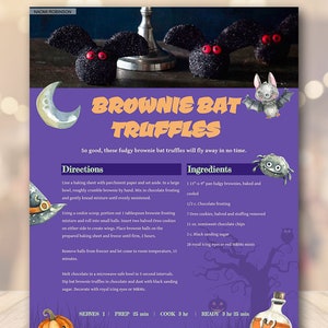 Modelo de livro de receitas com tema divertido de Halloween com divisória - Criar editável e imprimível Design personalizável Tipografia Página inteira Feriado DIY