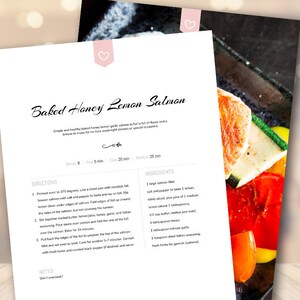 Modèle de livre de recettes, modèle de livre de cuisine familial, kit de reliure de recette modifiable, style de ferme rustique personnalisable rose classique propre imprimable
