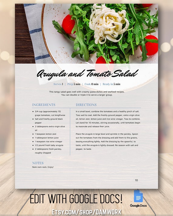 Recipe Book Template Frost Family Cookbook Editable Recipe Etsy