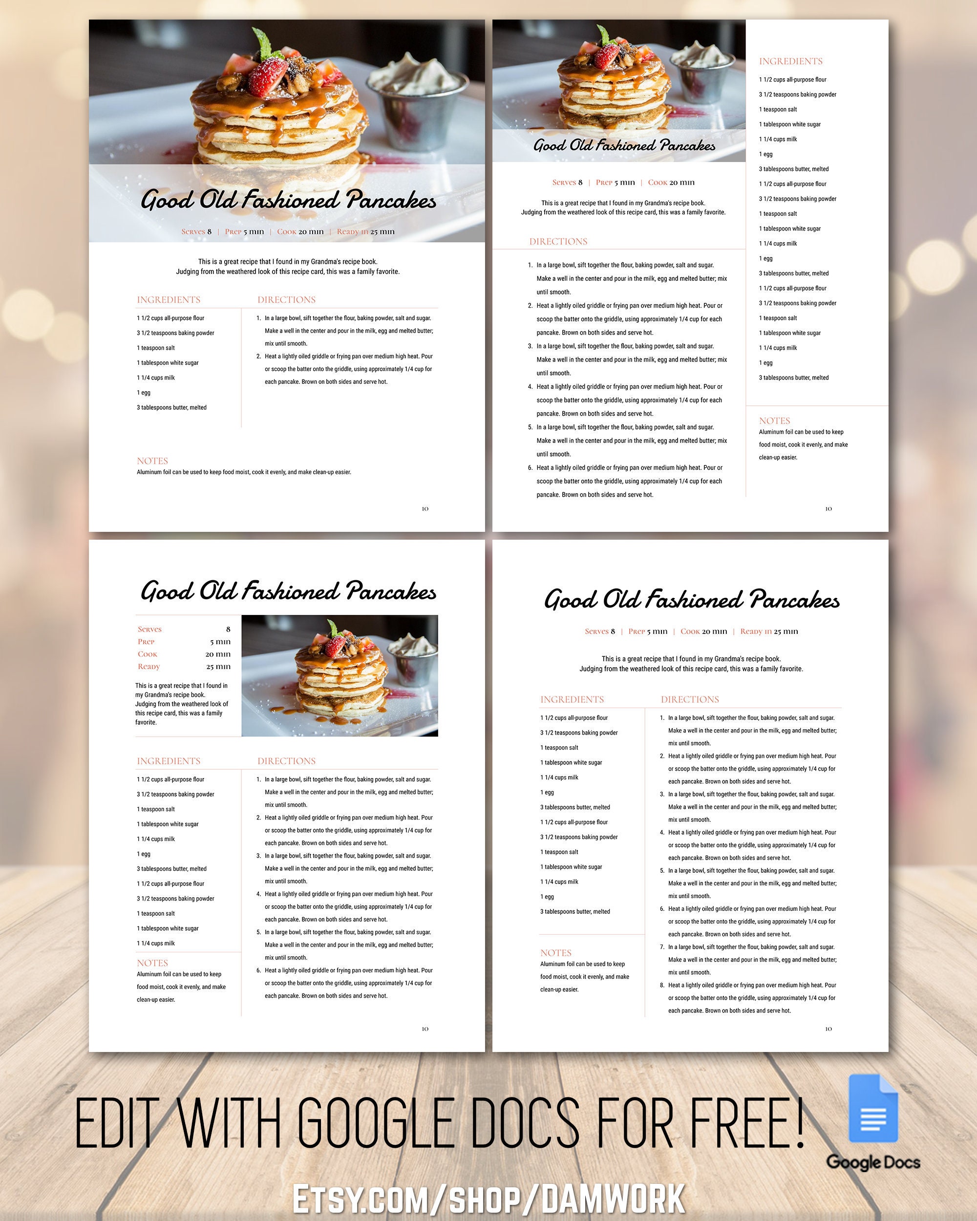 Free and customizable cookbook templates