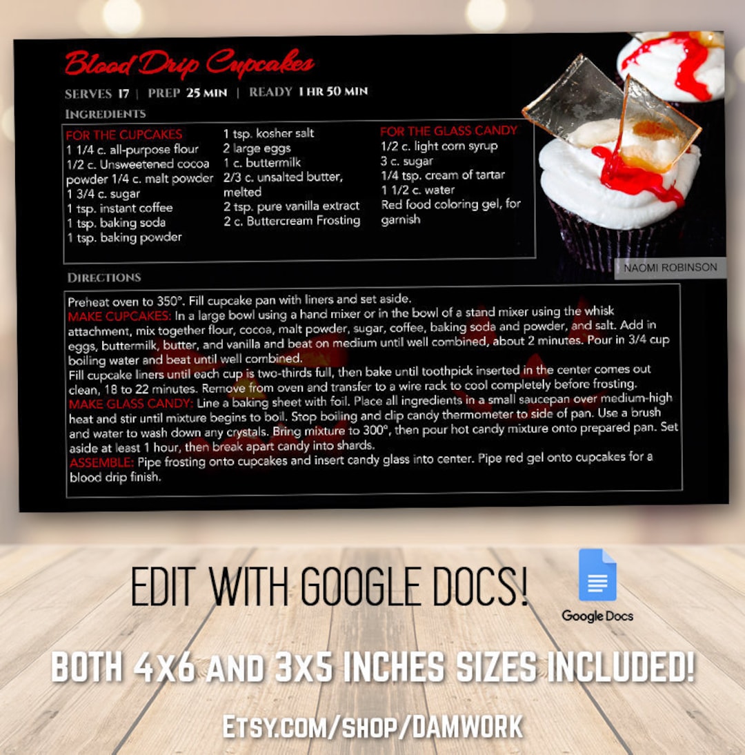 Halloween Recipe Card Template 4x6 and 3x5 Inch Sizes - Etsy