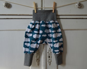 Pumphose Baby Babyhose Wolken petrol