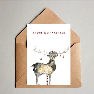 Carte postale cerf Joyeux Noël