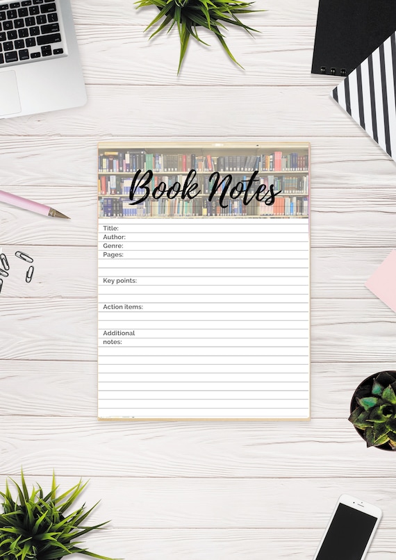 Printable book notes tracker journal list bujo journal bullet | Etsy