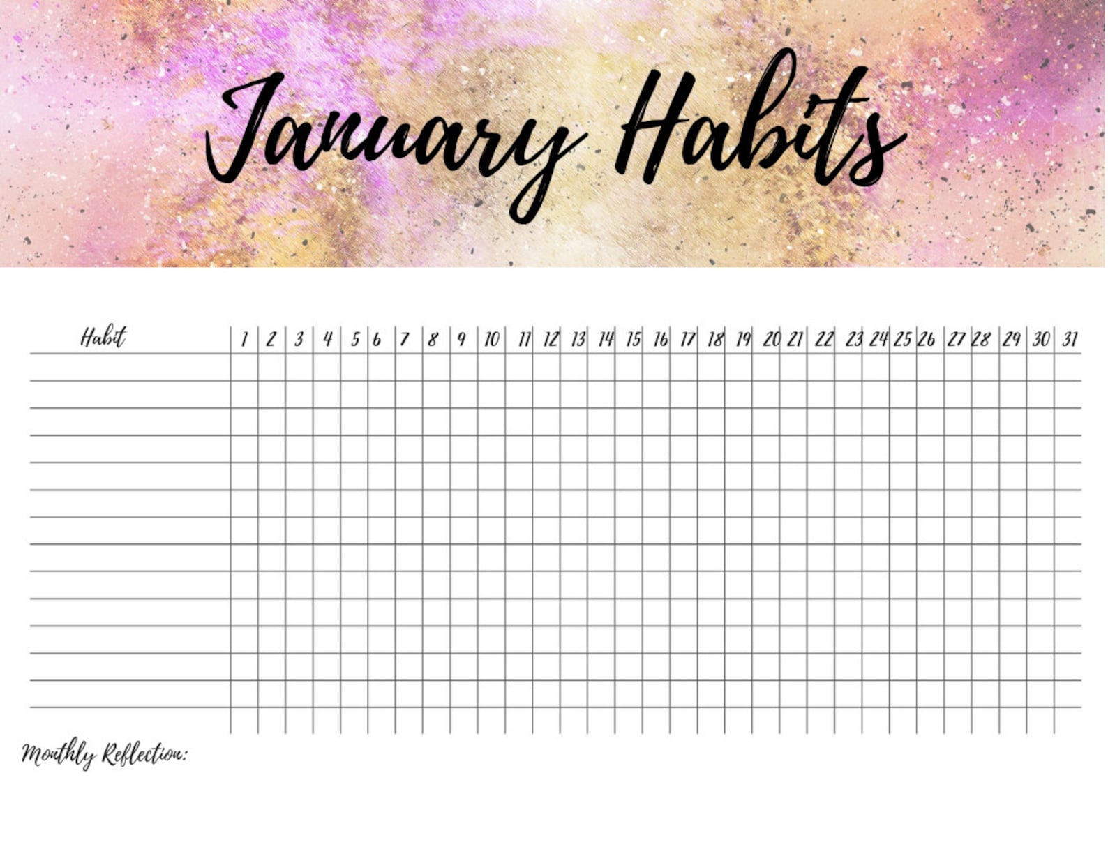 Printable habit calendar tracker digital download monthly | Etsy
