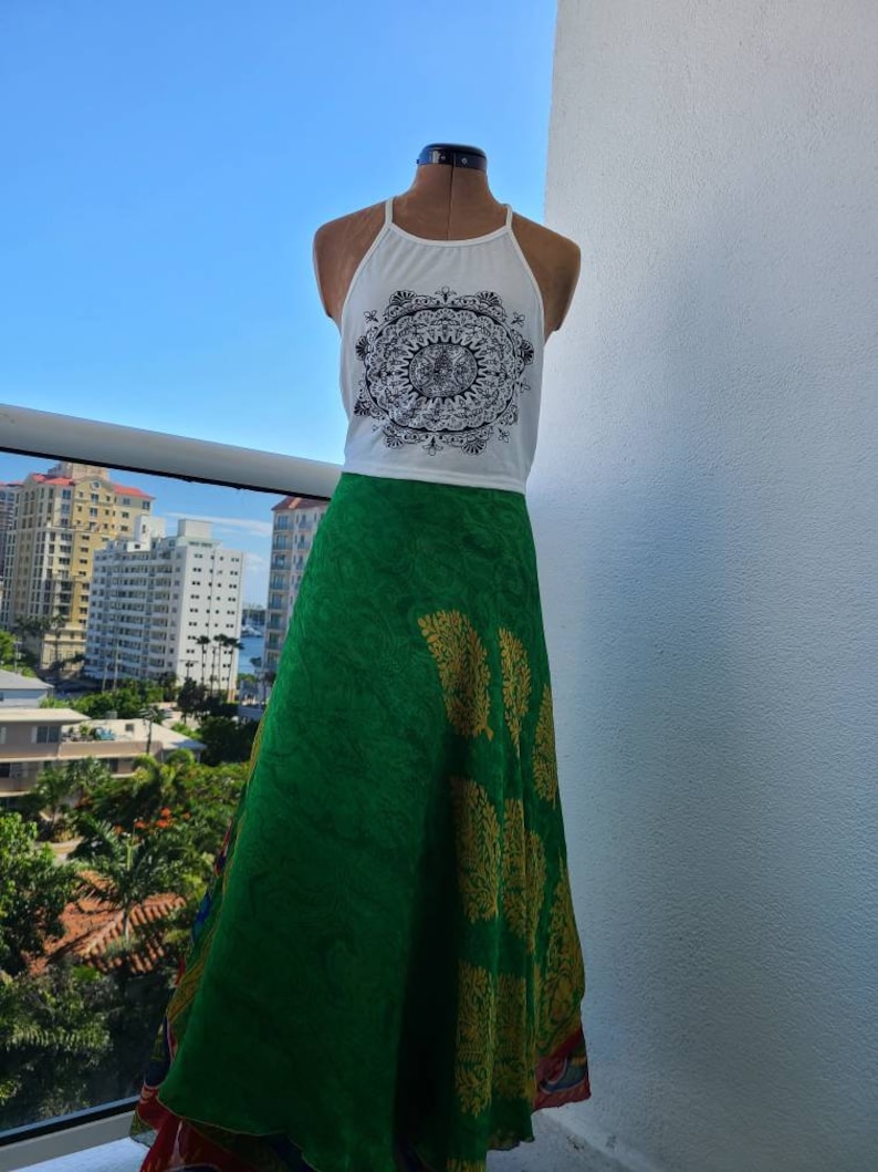 White /& black henna boho halter summer top that goes with everything Bohemian hippie style ties in back