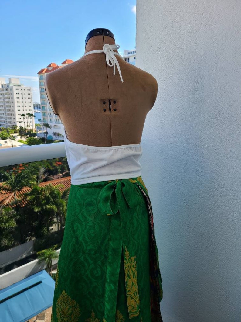 White /& black henna boho halter summer top that goes with everything Bohemian hippie style ties in back