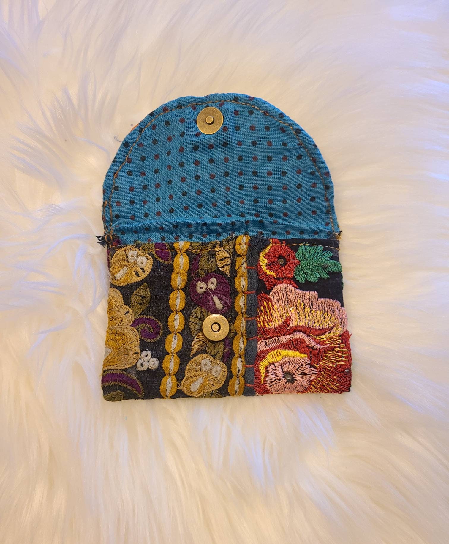 Embroidered boho flower wallet bohemian hippie small change Etsy