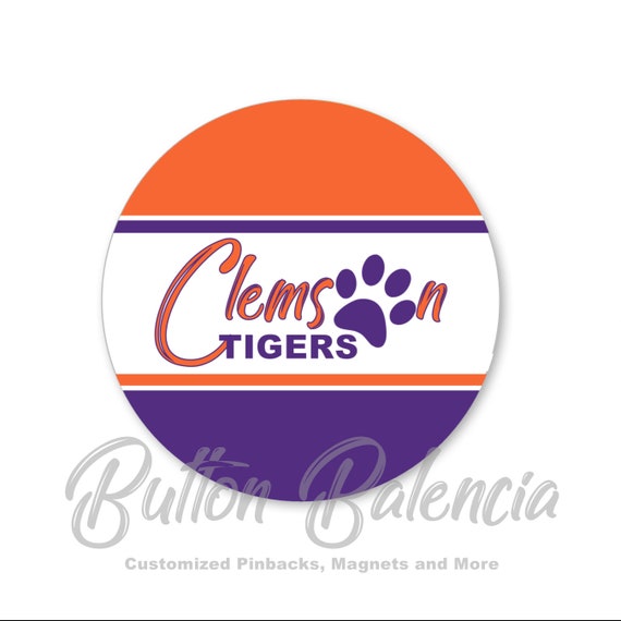 Clemson Tigers Orange And Purple Game Day Paw Print Spirit Sports Fan Wear Celebration 3 Pinback Button Or Magnet Customized